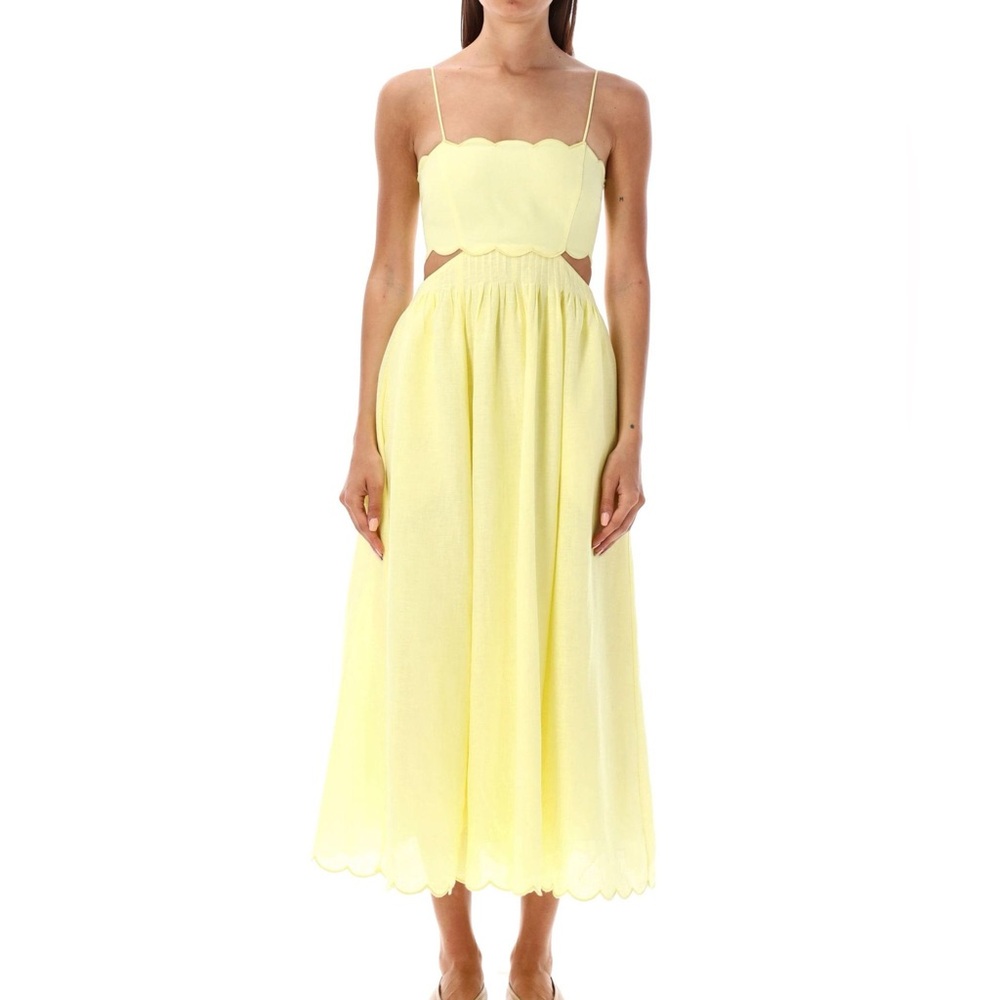 Zimmerman Halliday Scallop Midi Dress in Yellow! Brand new never worn!